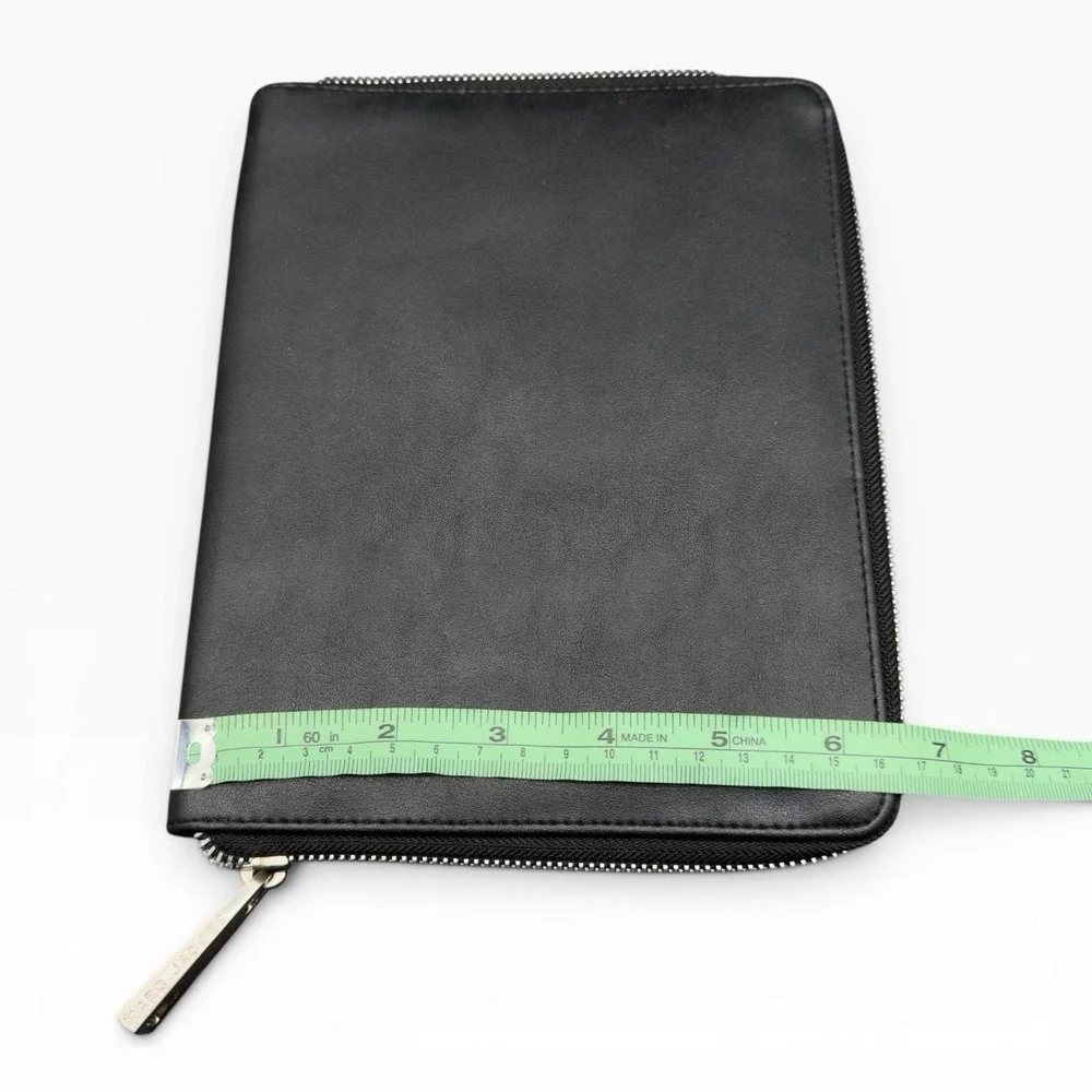 Marc Jacobs Black Leather Zip Around Folio Padfolio Document Holder Organizer